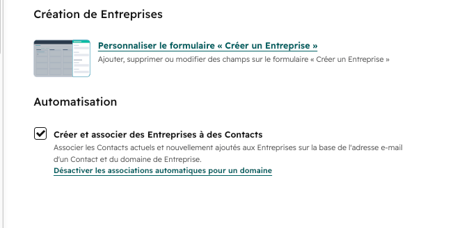 L'option création entreprise