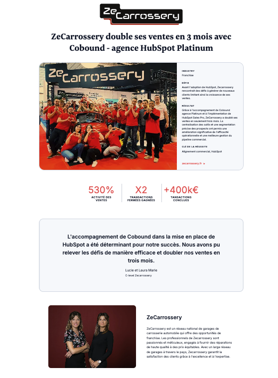 Exemple d'une étude de cas HubSpot