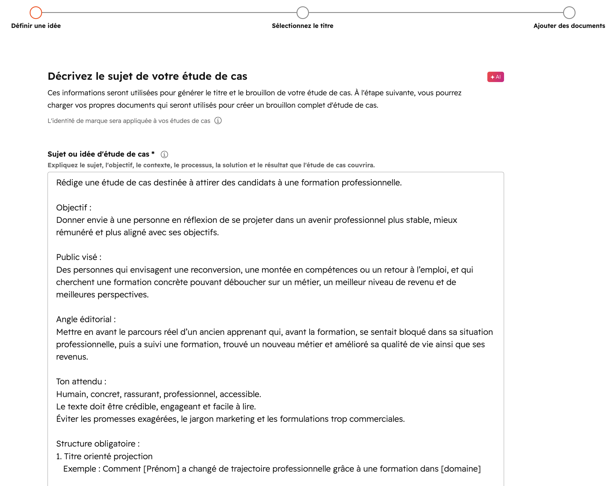 Prompt étude de cas HubSpot Breeze